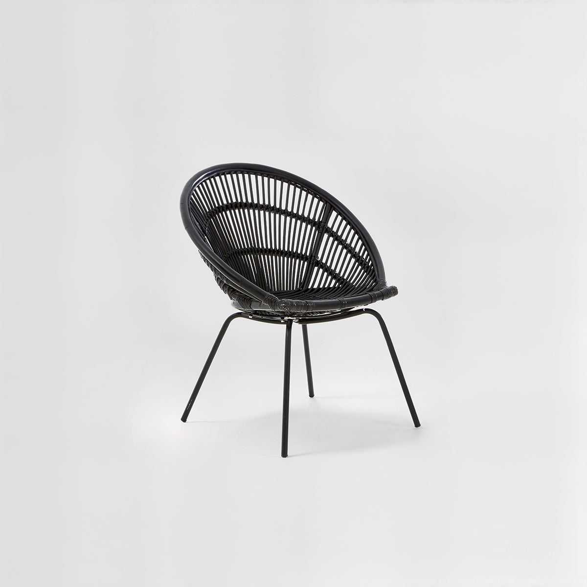 Lagom Black Natural Rattan Chair With Iron Legs