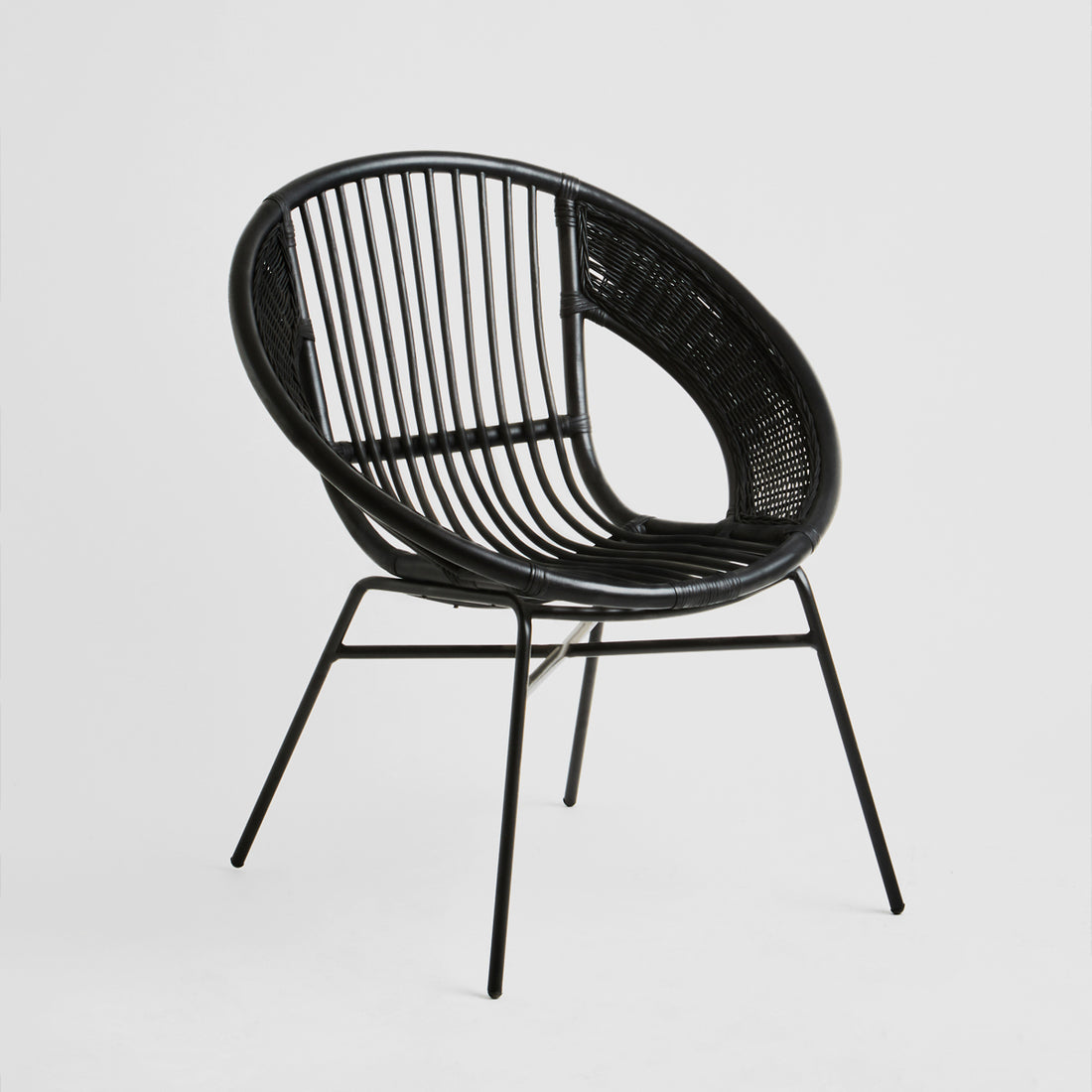 Lagom Black Natural Rattan And Iron Black Chair