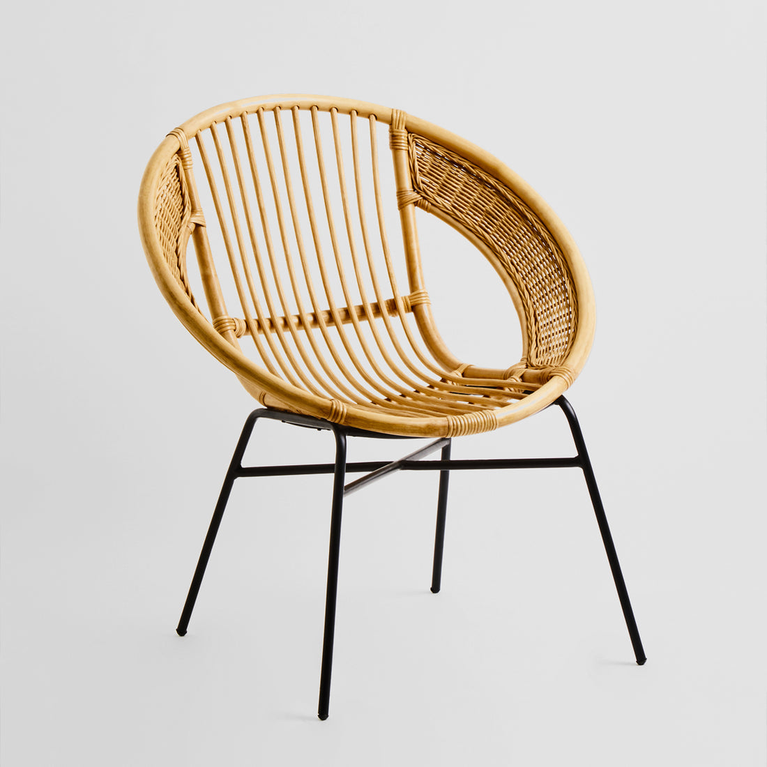 Lagom Natural Rattan And Black Iron Chair