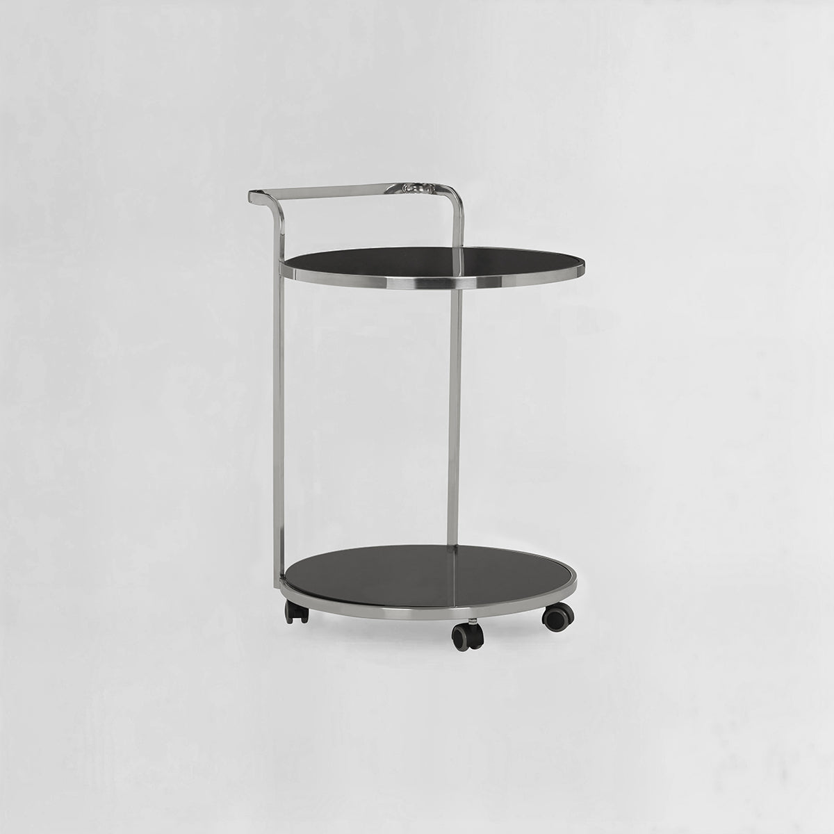 Ackley 2 Tier Silver Drinks Trolley with Black Glass