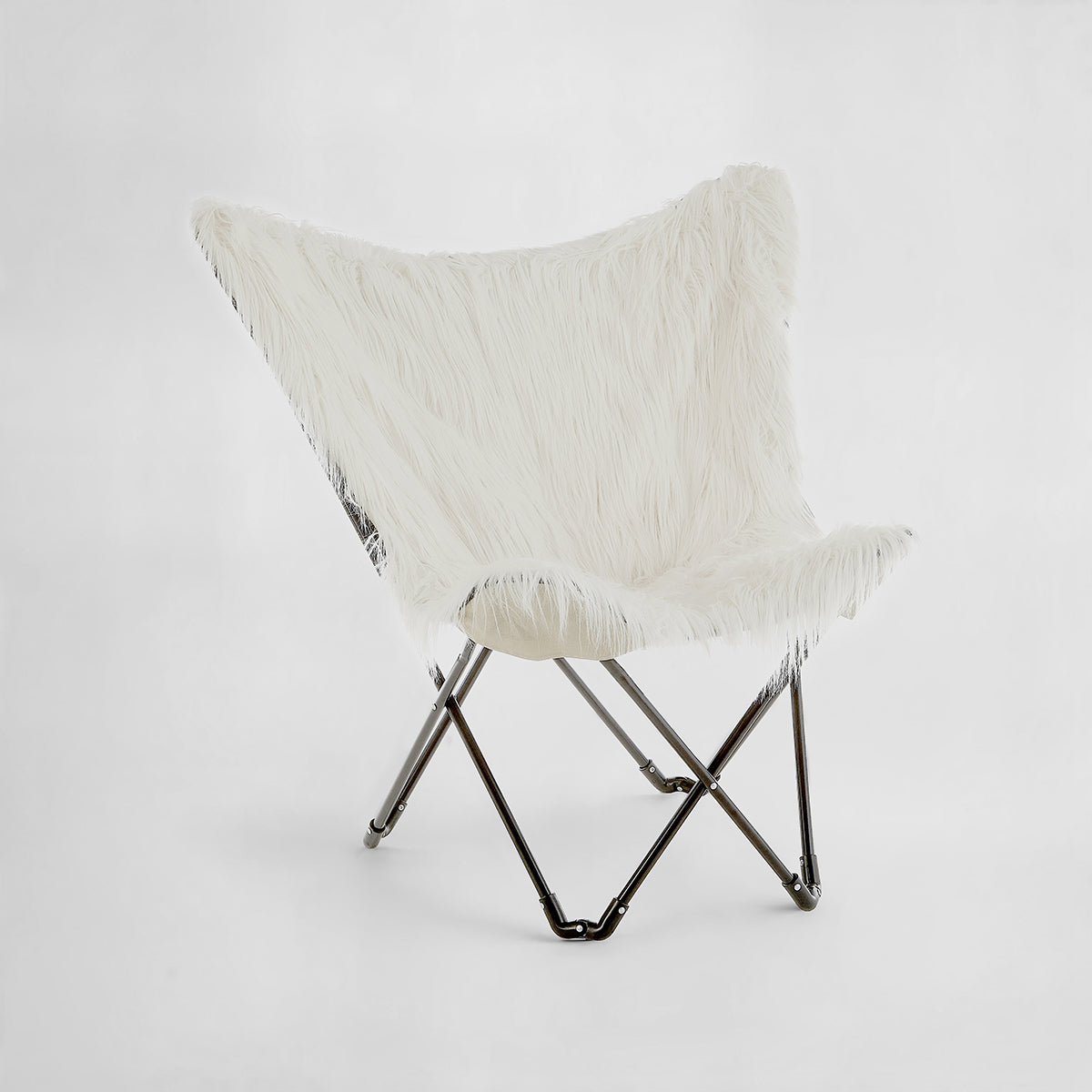 Sienna White Faux Fur Butterfly Chair