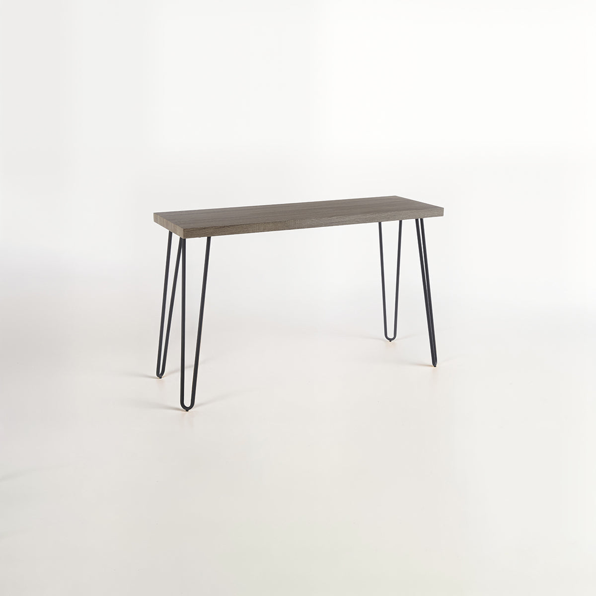 Borough Wooden Top Console Table With Hairpin Metal Legs