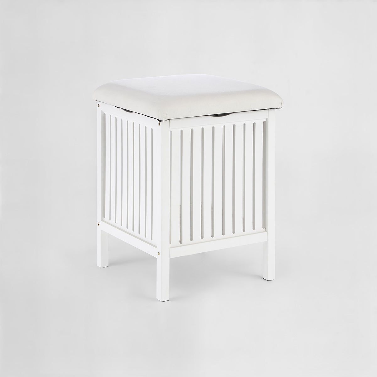 Salon White Bathroom Storage Stool with padded seat