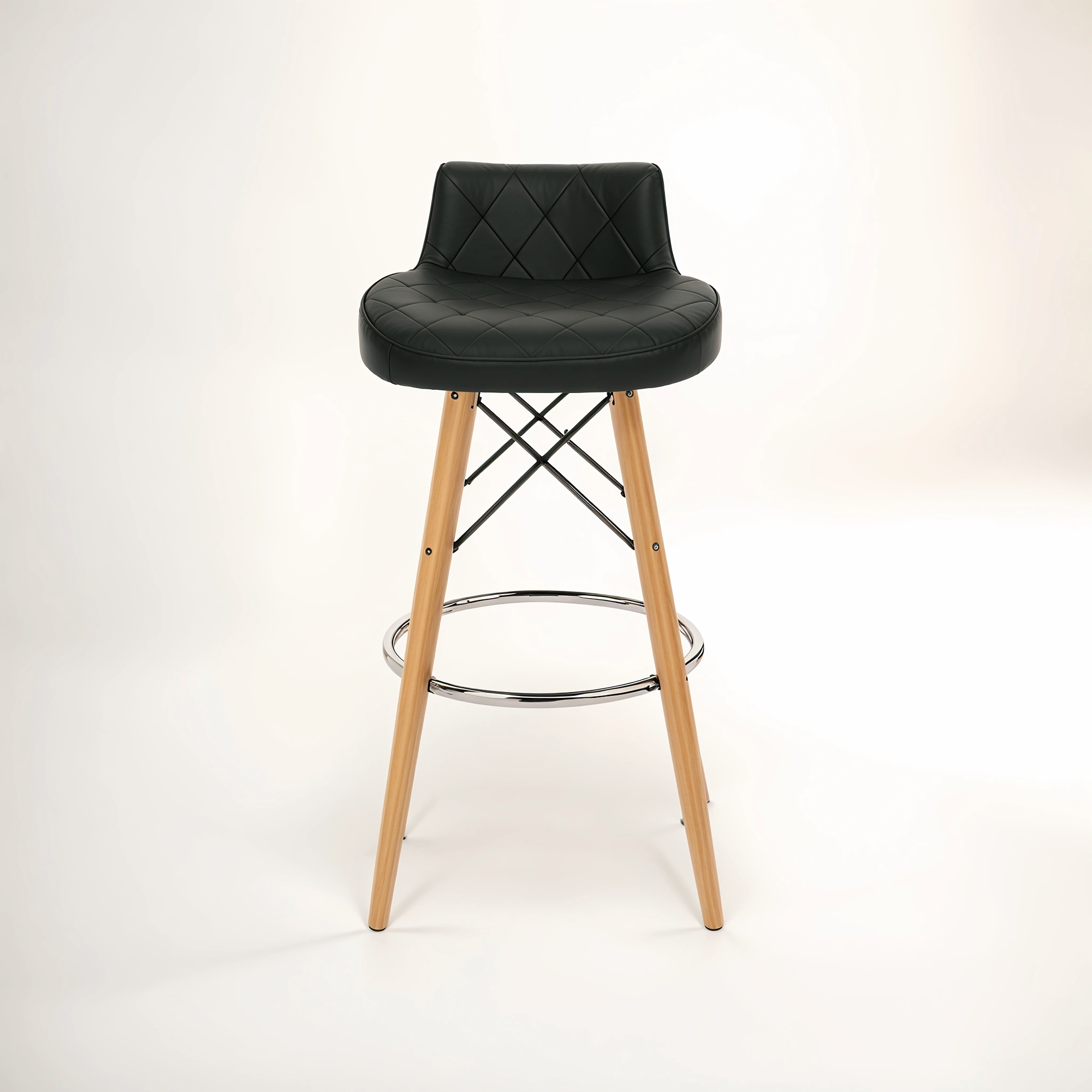 Stockholm Black Leather Effect Seat Bar Stool