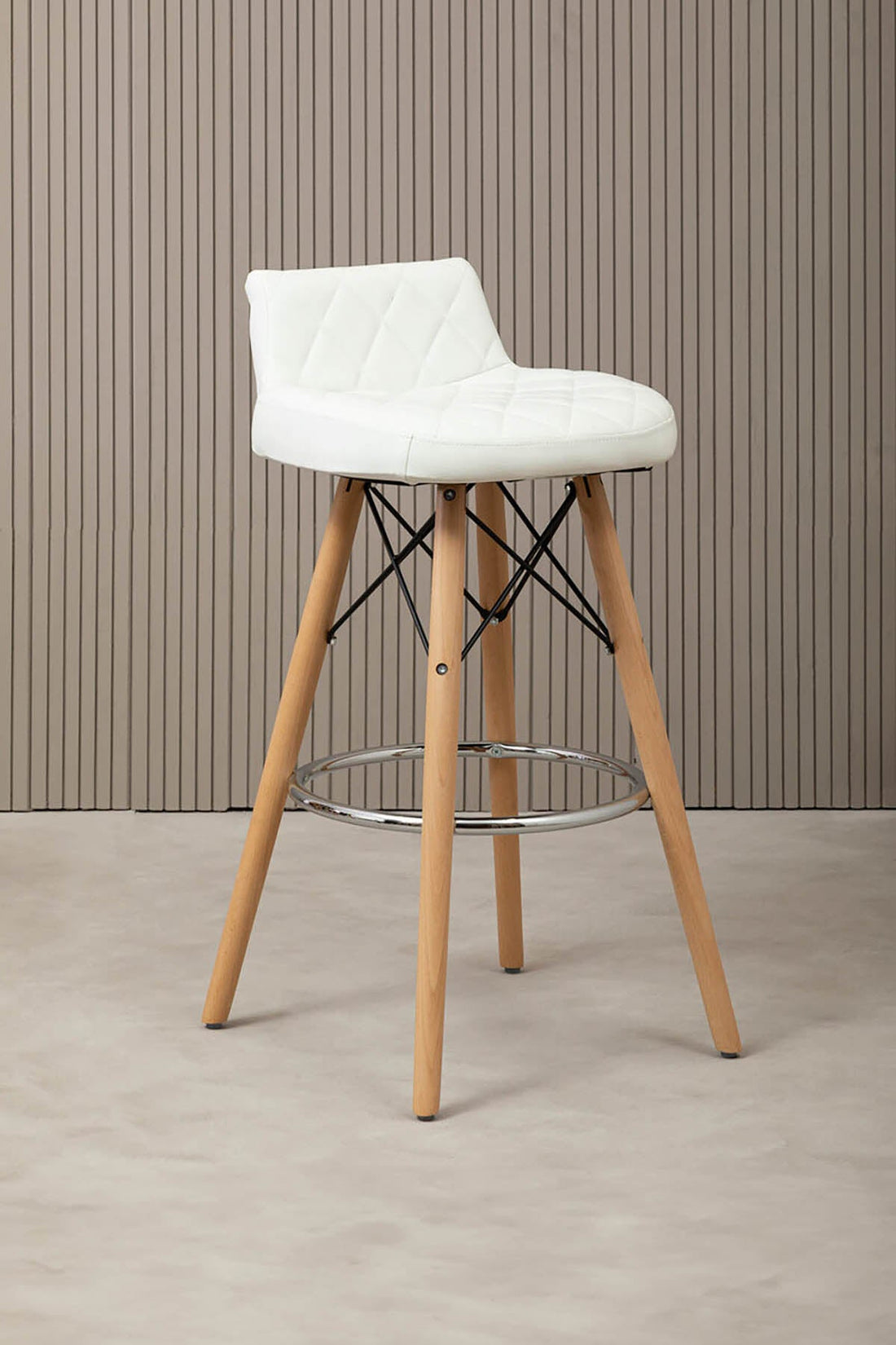 Stockholm White Leather Effect Seat Bar Stool