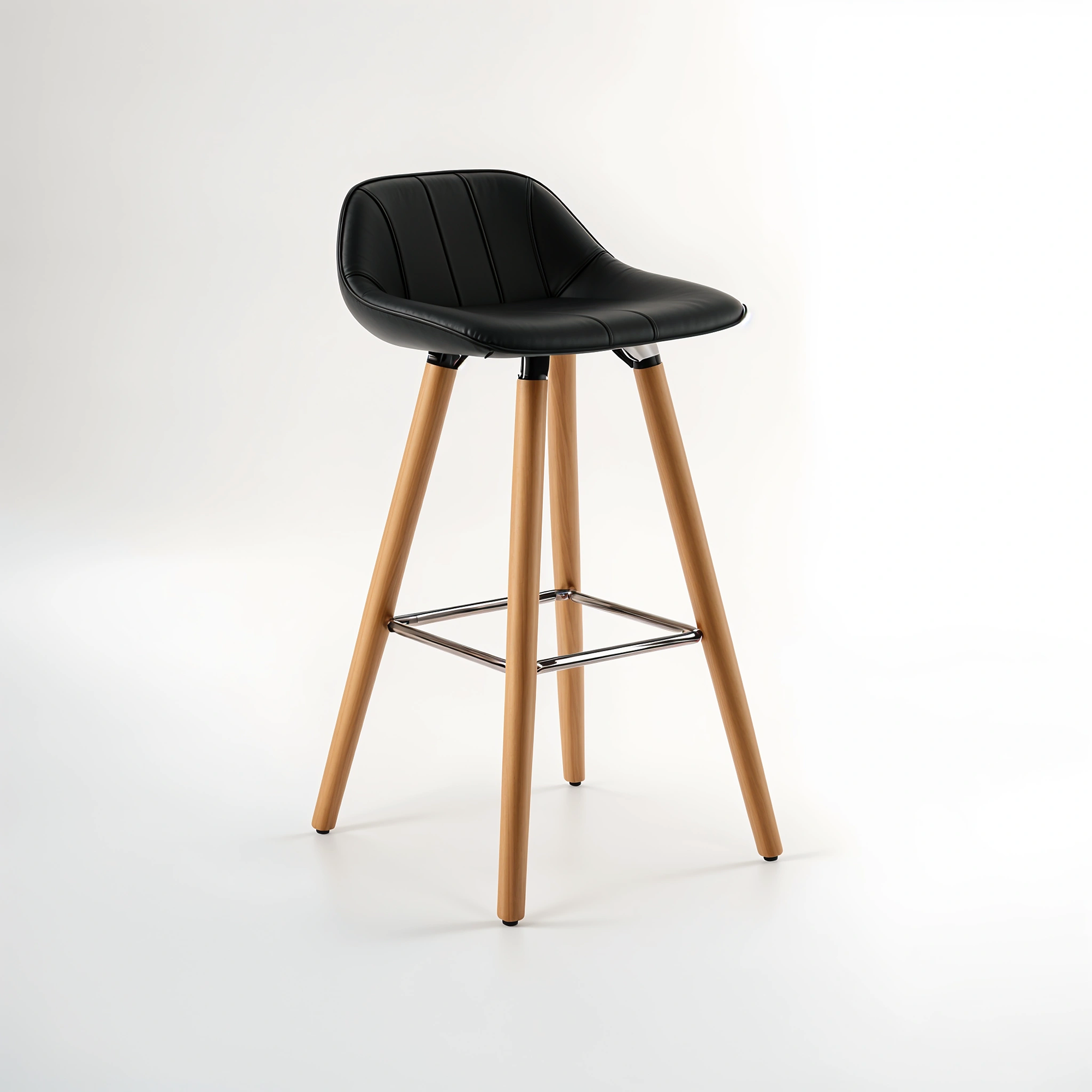 Stockholm Black Faux Leather Bar Stool