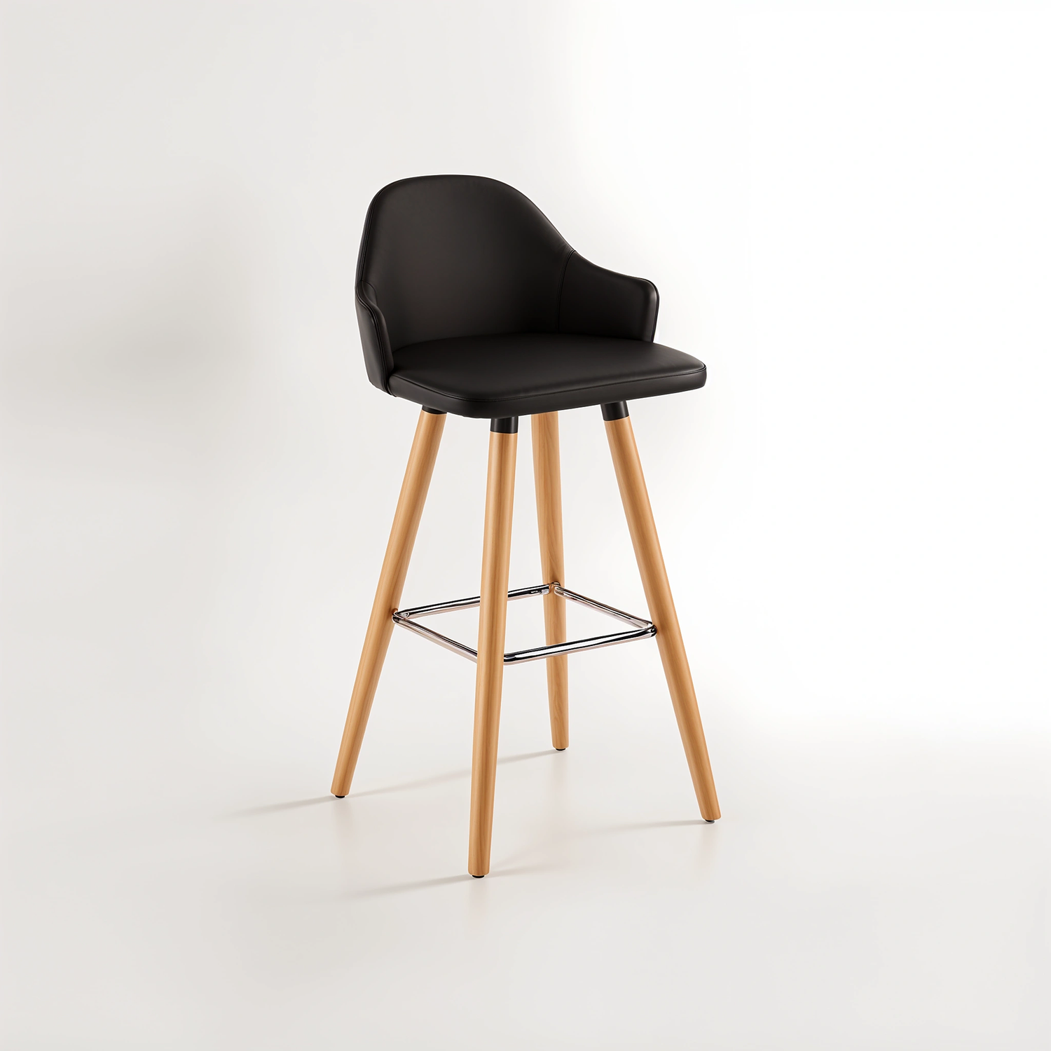 Stockholm Black Curved Backrest Bar Stool