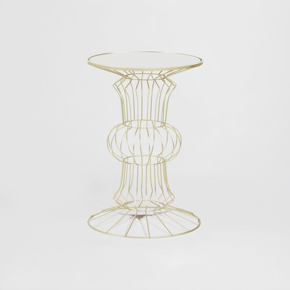 Yaxi Light Gold Finish Frame Table