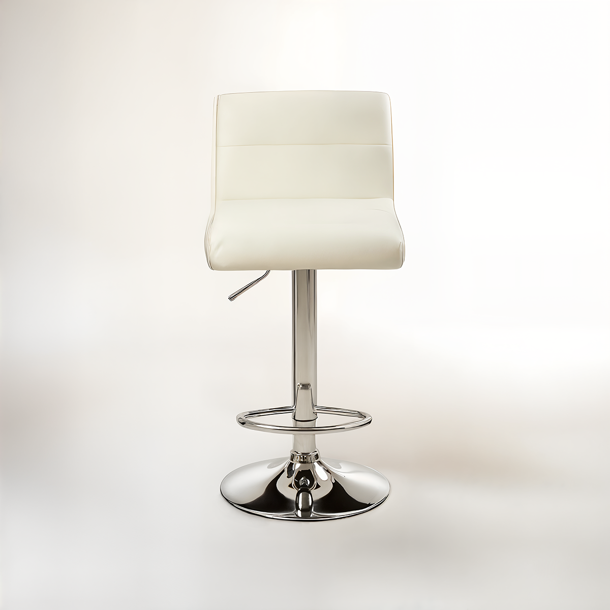 Baina White Seat Bar Stool With Chrome Base