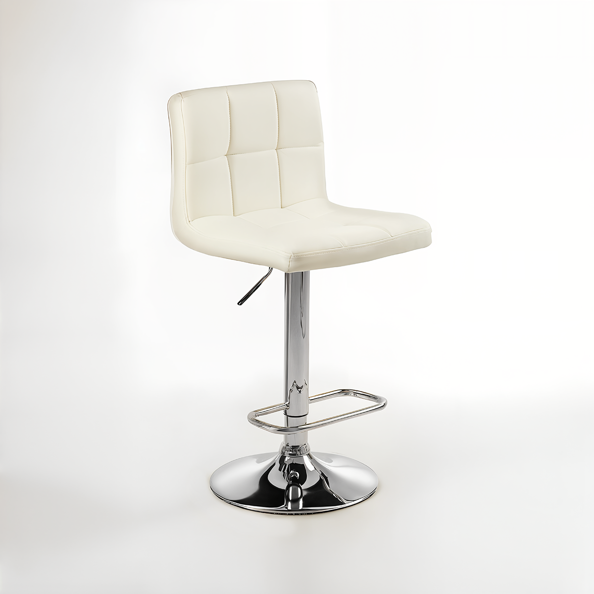 Baina White Quilted Chrome Base Bar Stool