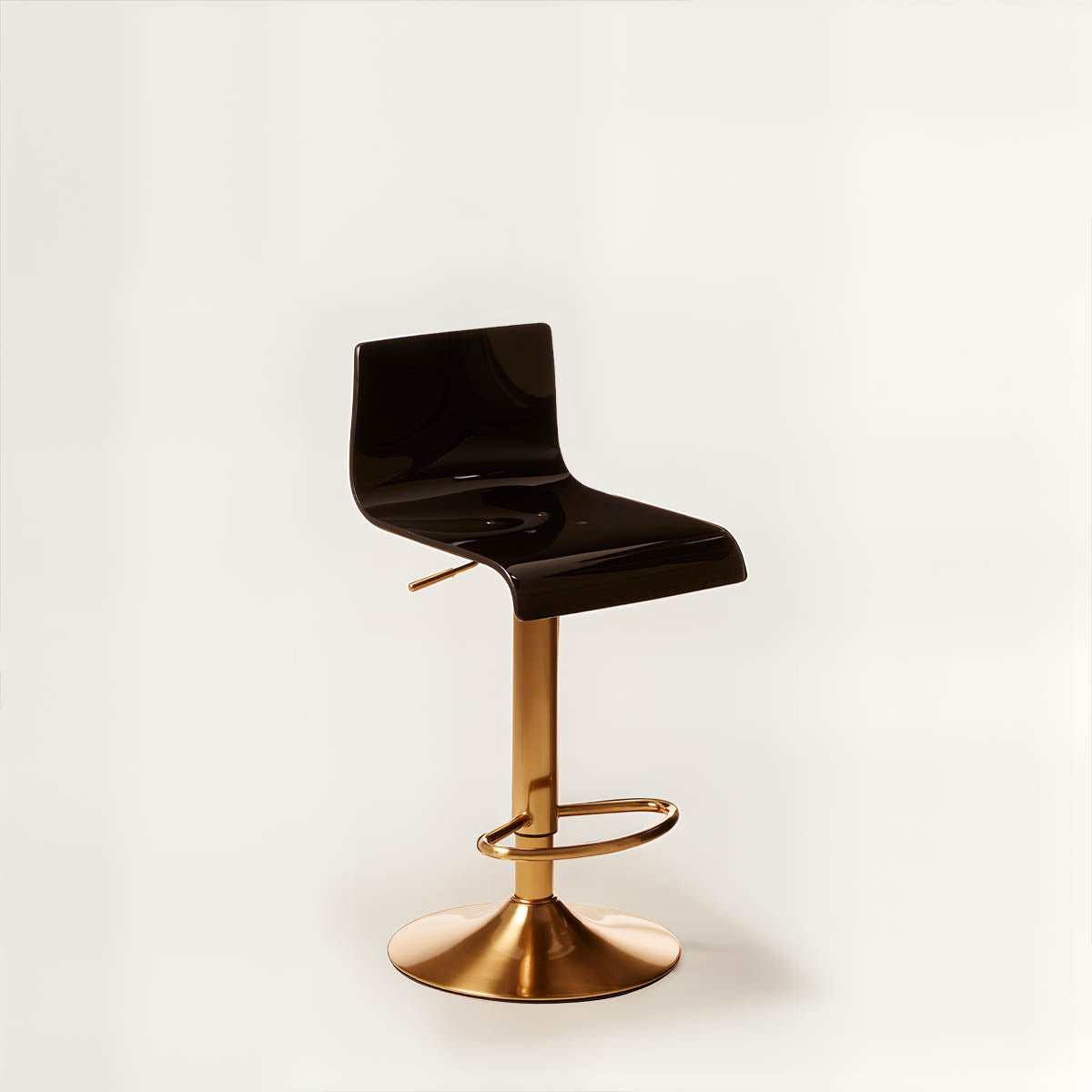 Baina Black Acrylic Seat Bar Stool with Gold Base