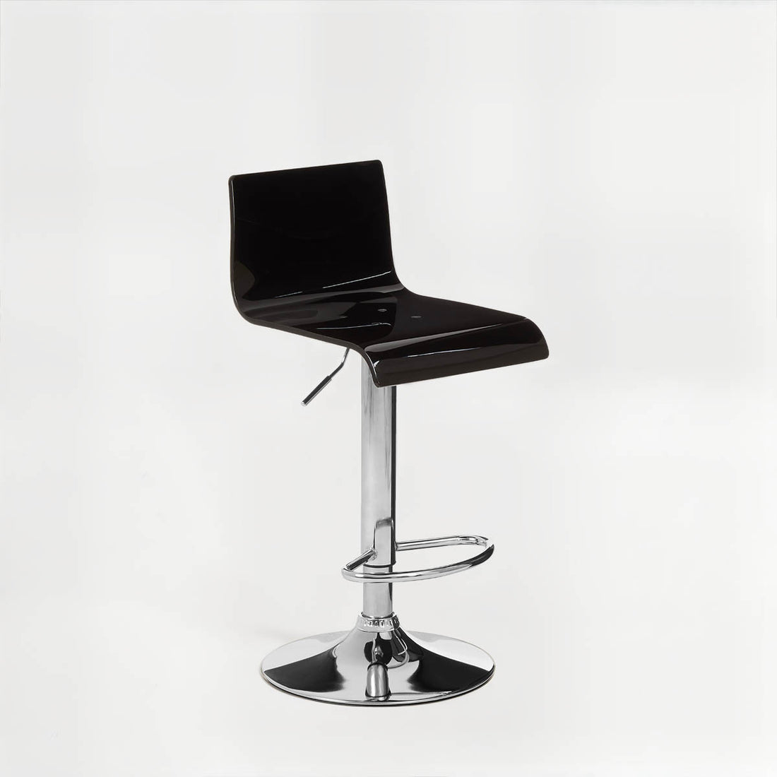 Baina Black Acrylic Bar Stool with Chrome Base.