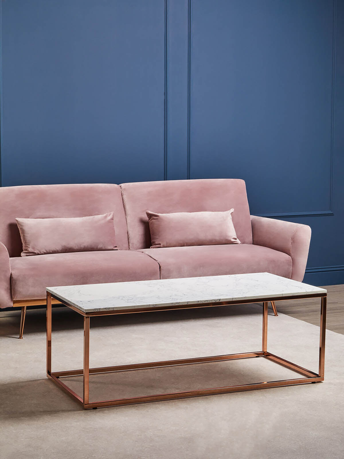 Hatton Pink Velvet Sofa Bed