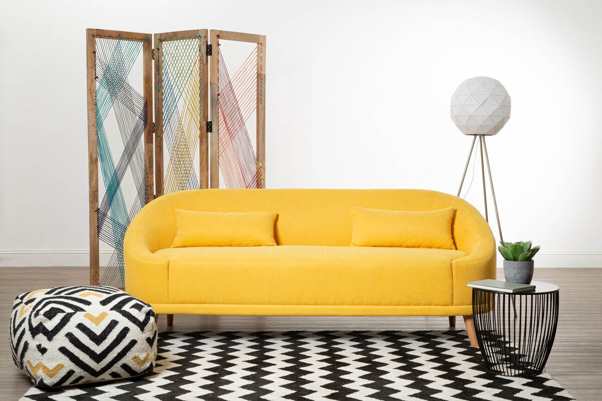 Holland Yellow Linen Sofa