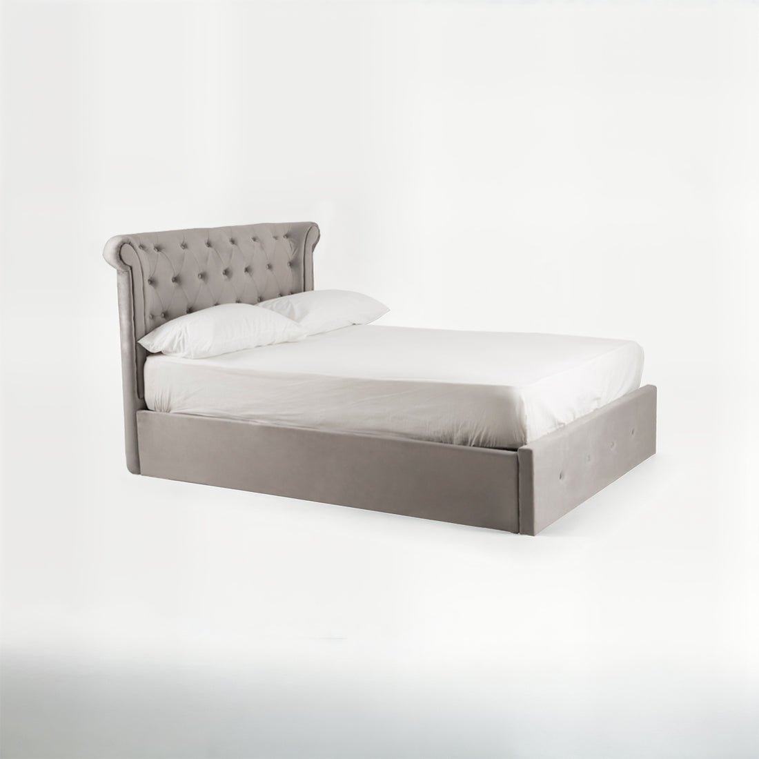 Edison Grey Velvet Ottoman Double Bed