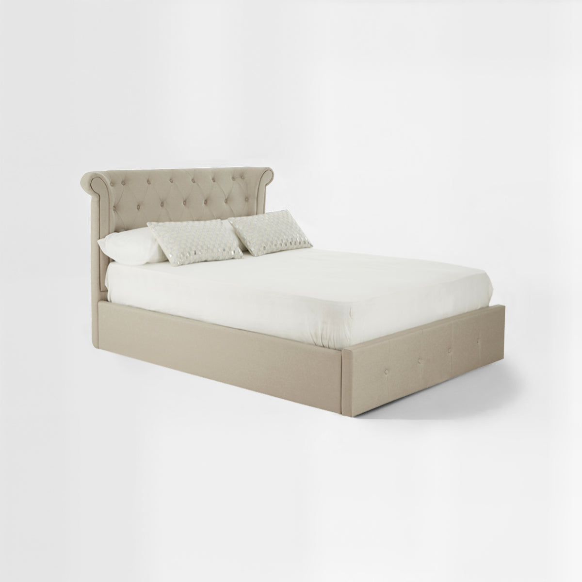 Edison Beige Double Ottoman Bed