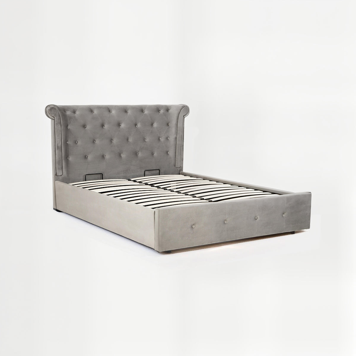 Edison Grey Brushed Velvet Ottoman King Bed