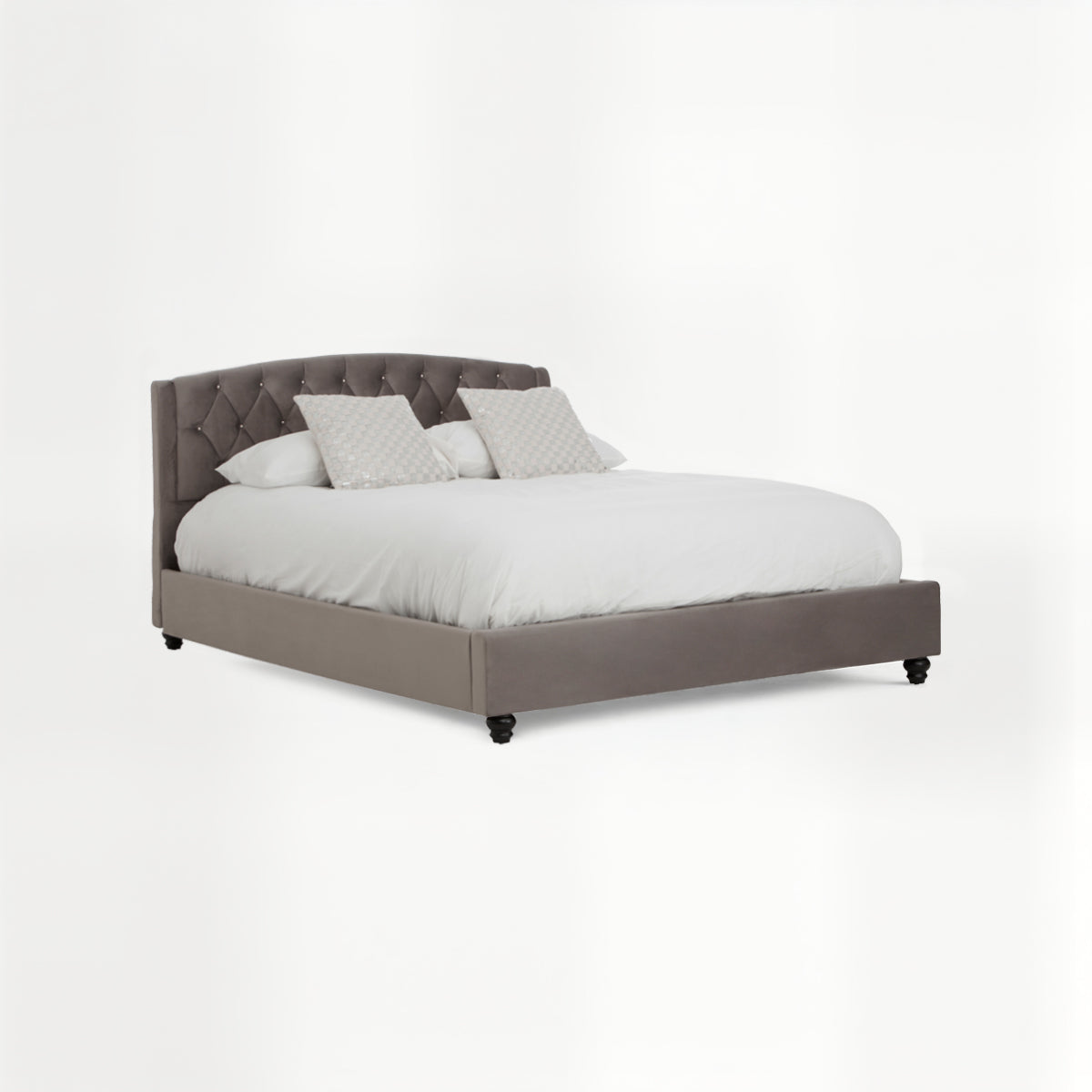 Josephine Grey Velvet King Bed