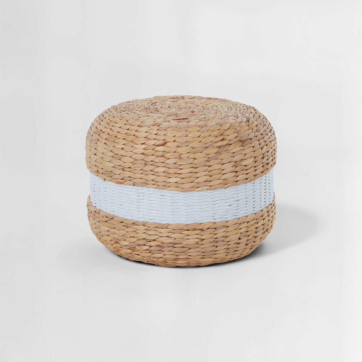 Ashby  Seagrass Pouffe with White Stripe.