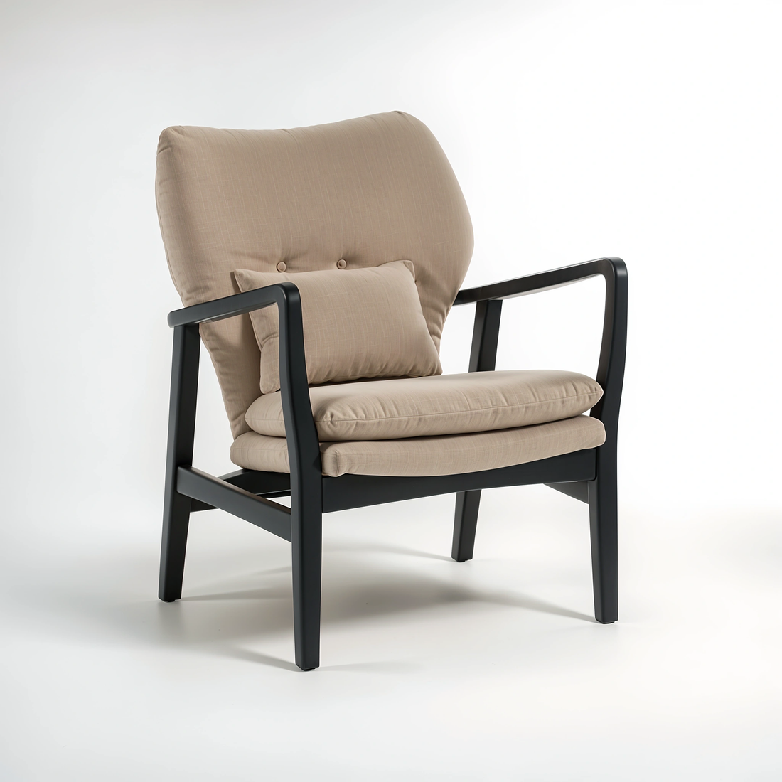 Stockholm Beige Chair With Black Wooden Frame