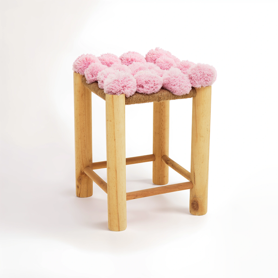 West Village Pink Pom Pom Stool