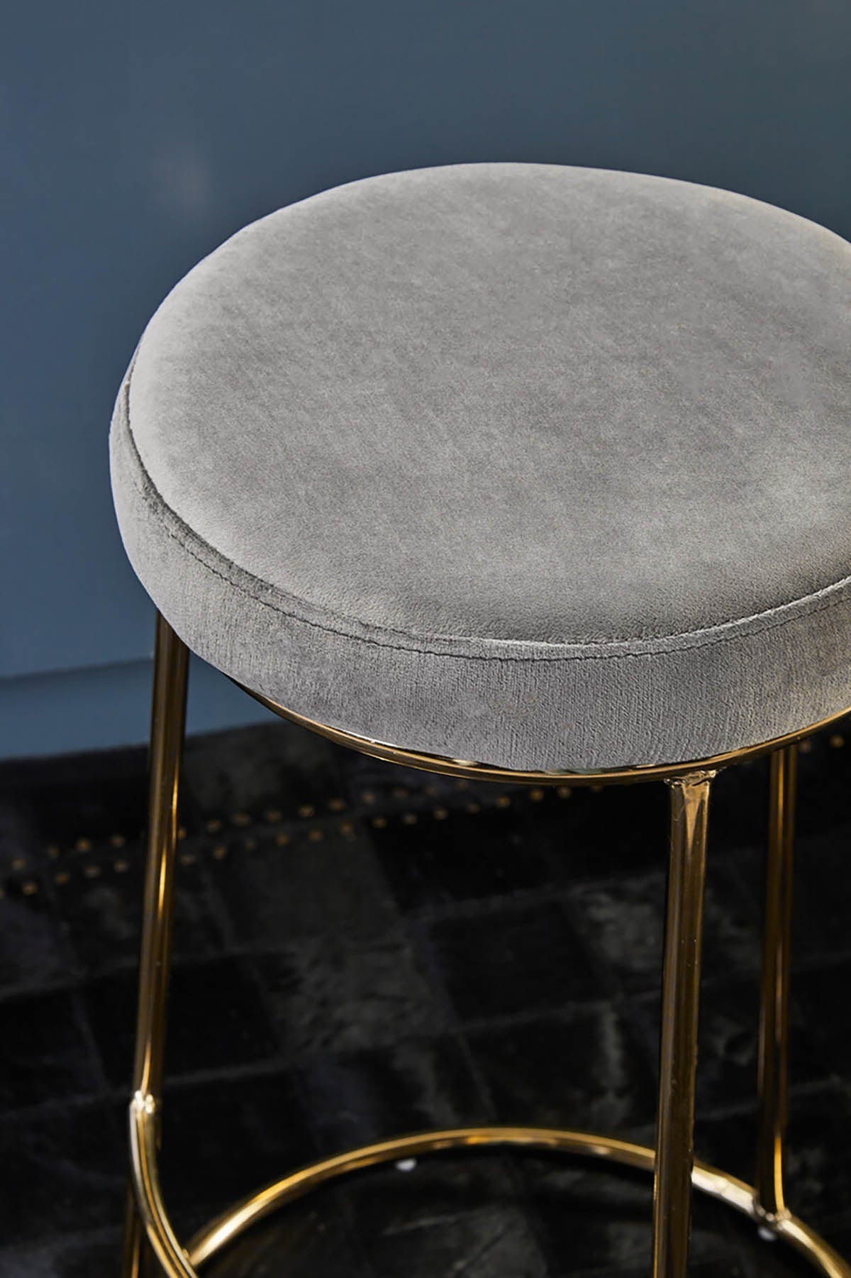 Manhattan Grey Velvet Bar Stool