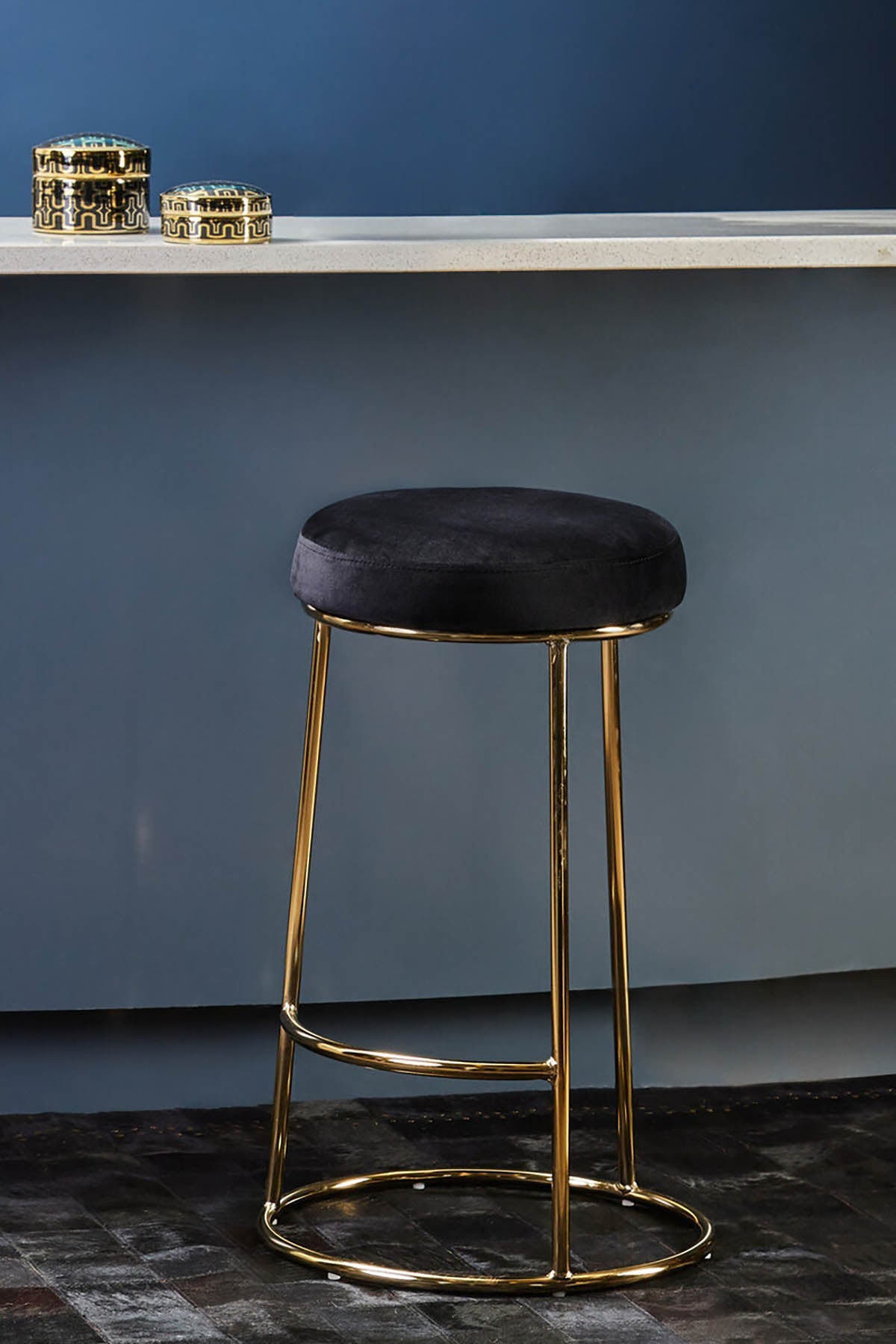 Manhattan Black Velvet Bar Stool