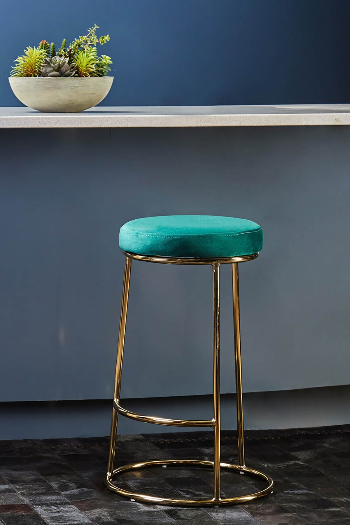 Manhattan Green Velvet Bar Stool