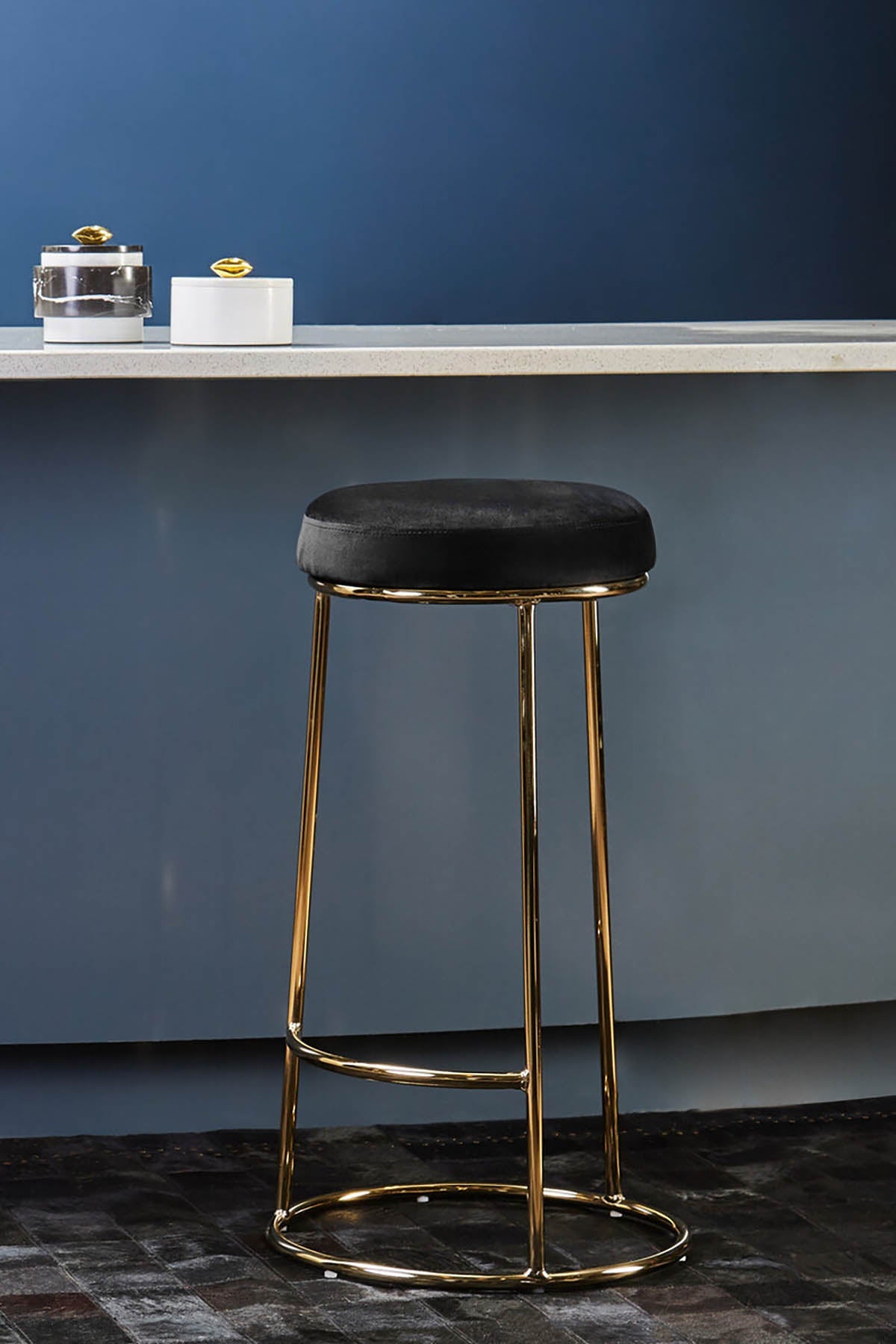 Manhattan Black Velvet Tall Bar Stool