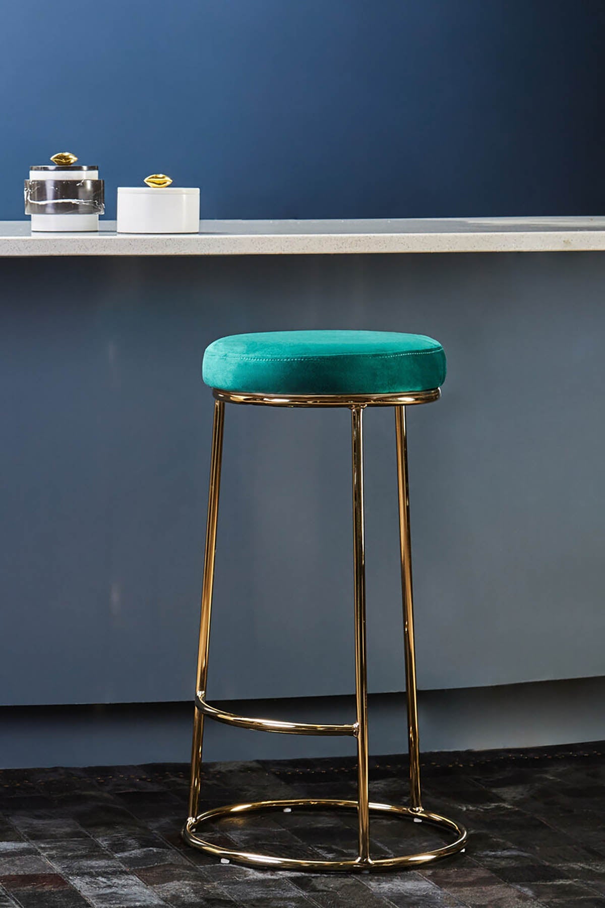 Manhattan Green Velvet Tall Bar Stool