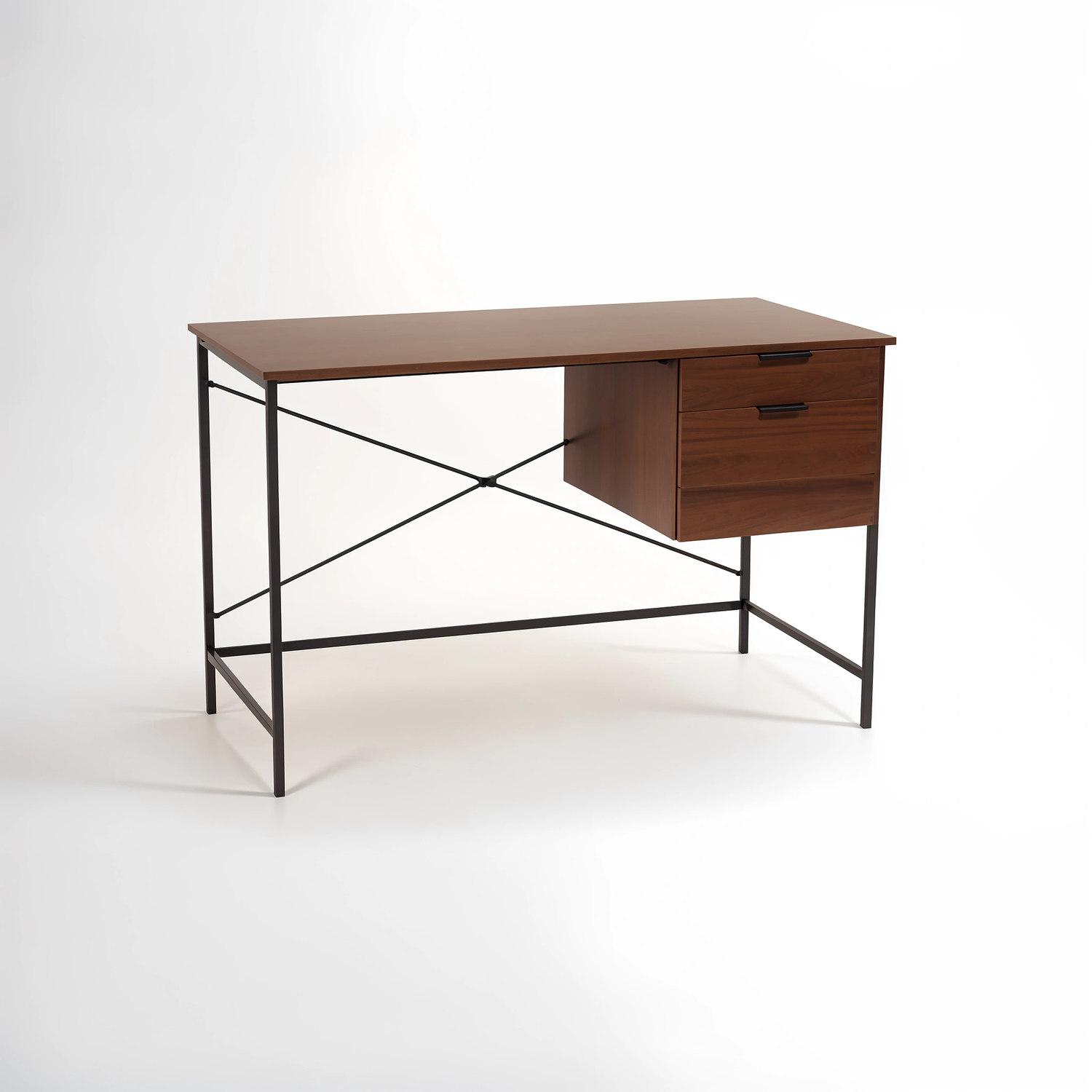 Bradbury Dark Walnut Veneer Desk With Drawers