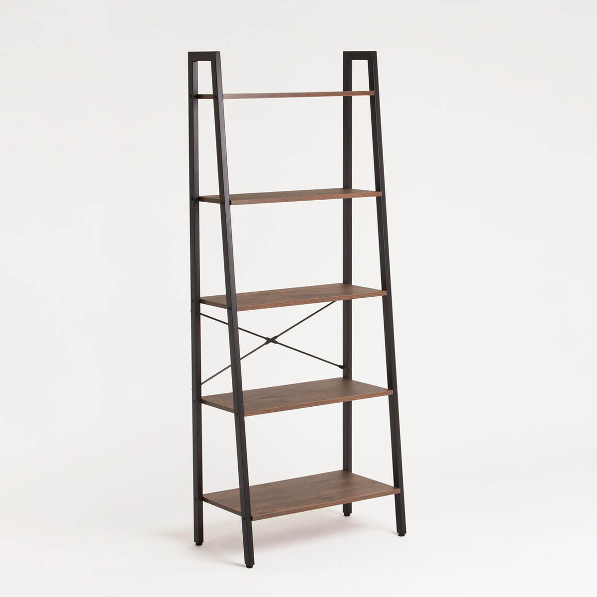 Bradbury Five Tier Dark Oak Veneer Ladder Shelf Unit