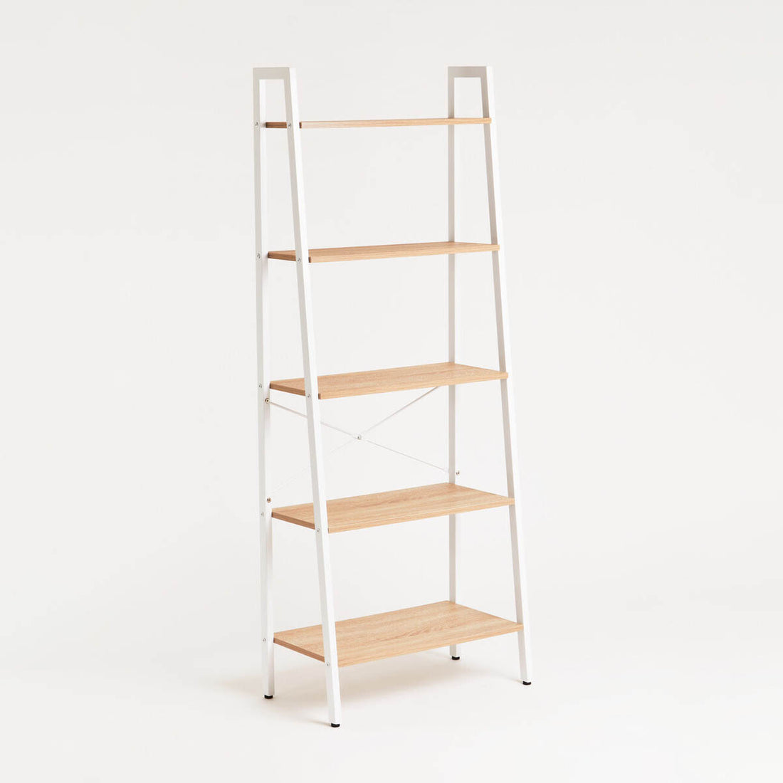 Bradbury Five Tier Natural Oak Veneer Ladder Shelf Unit