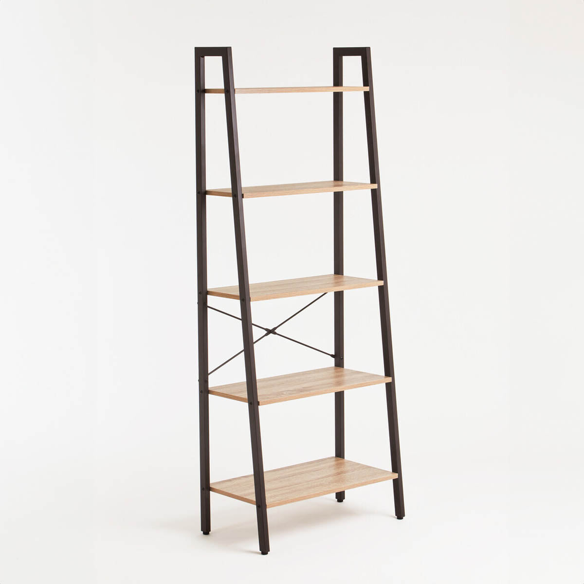 Bradbury Five Tier Grey Oak Veneer Ladder Shelf Unit