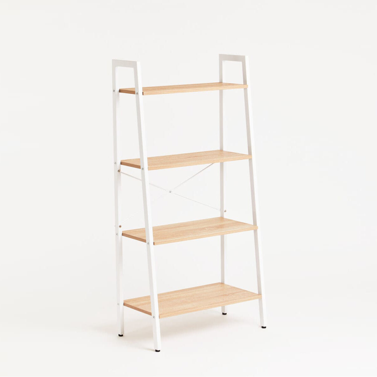 Bradbury Four Tier Natural Oak Veneer Ladder Shelf Unit