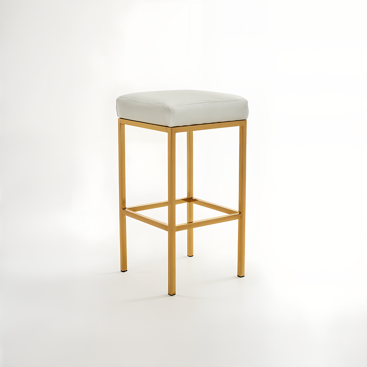 Baina White And Gold Finish Bar Stool