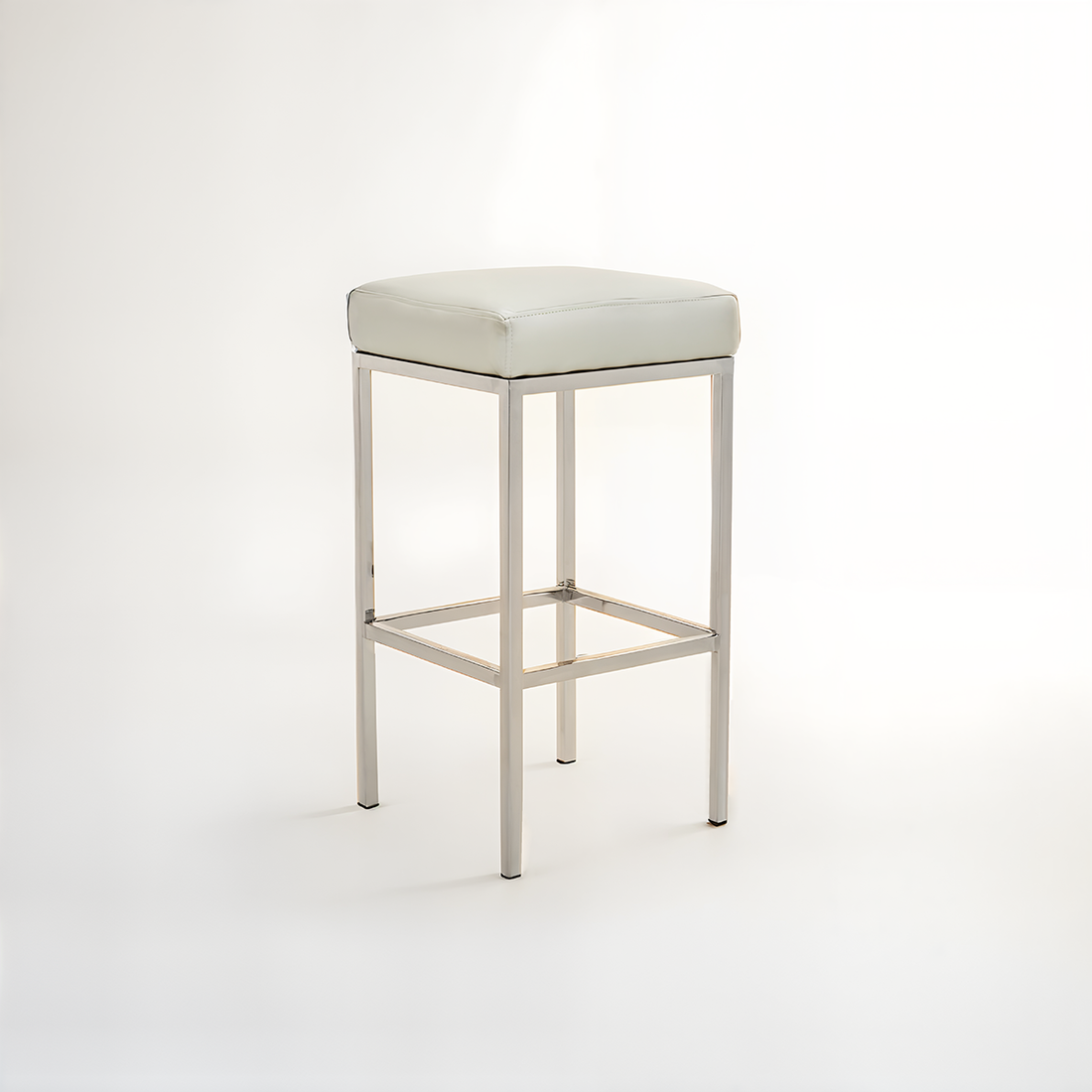 Baina White And Chrome Finish Bar Stool