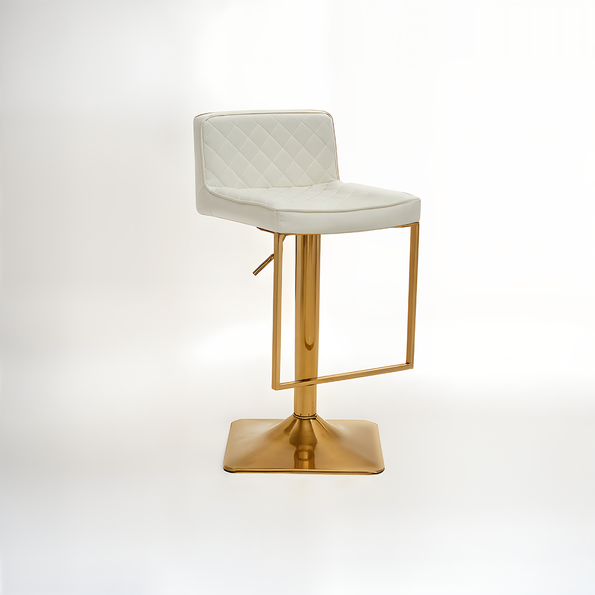 Baina White And Gold Bar Stool With Square Base