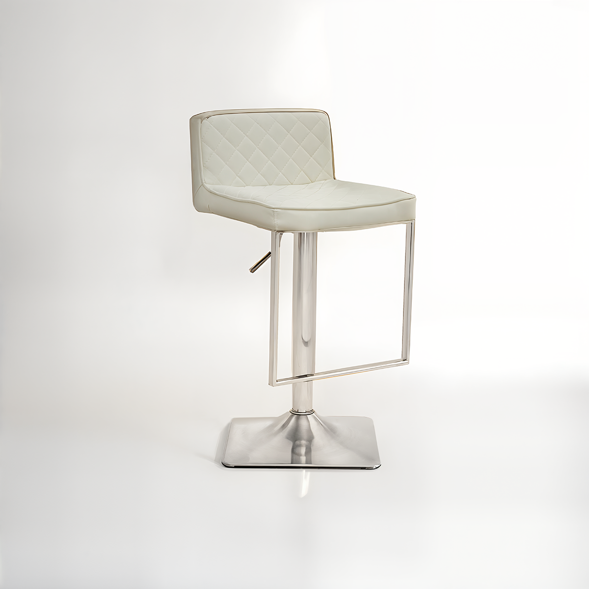 Baina White And Chrome Bar Stool With Square Base