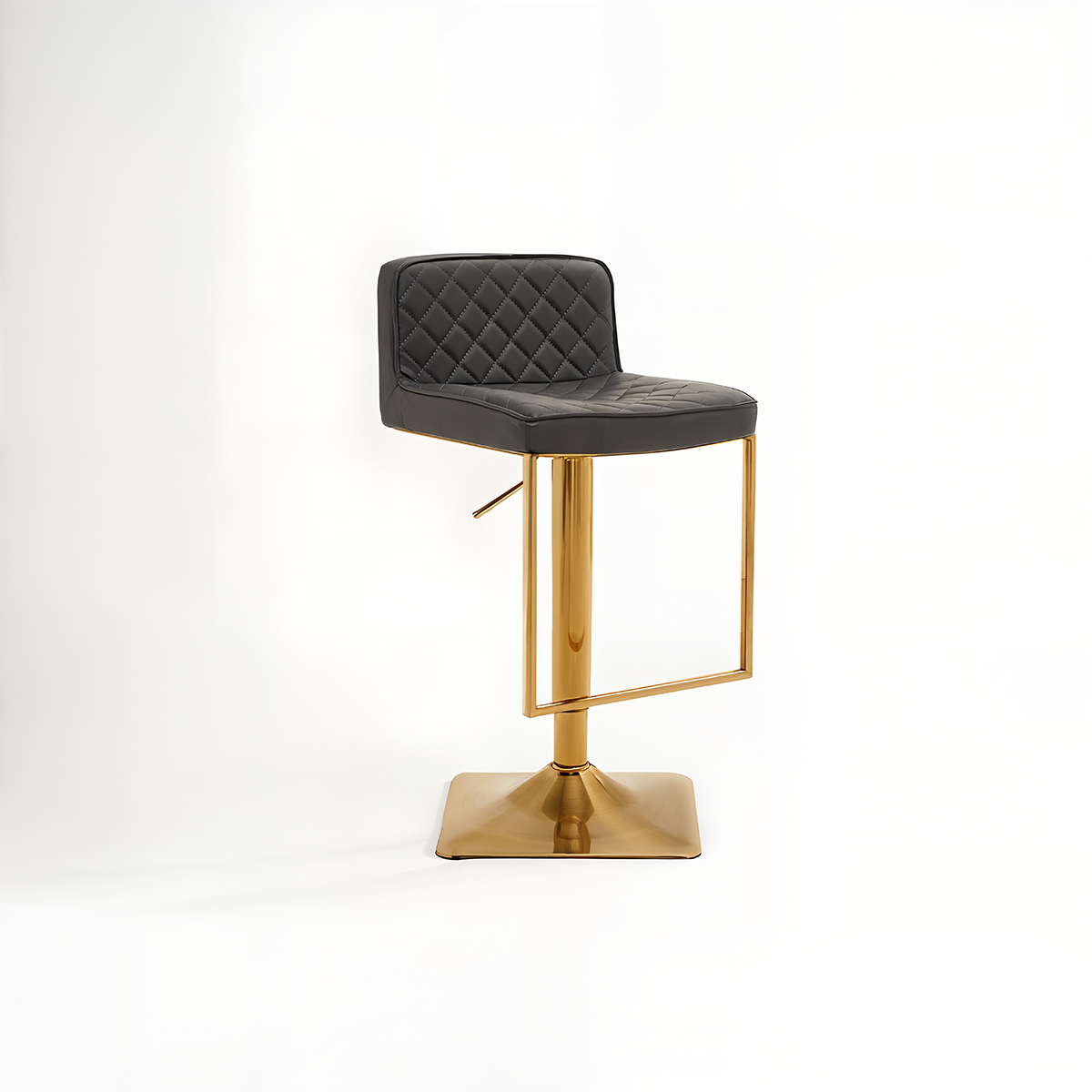 Baina Dark Grey And Gold Square Base Bar Stool