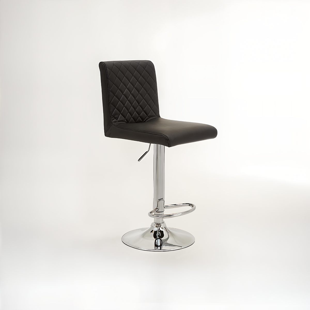 Baina Black And Chrome Bar Stool With Round Base