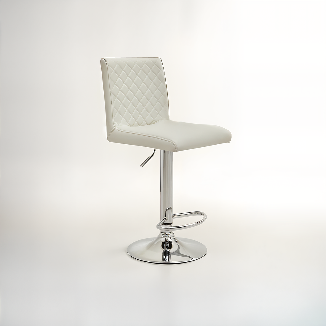 Baina White And Chrome Bar Stool With Round Base