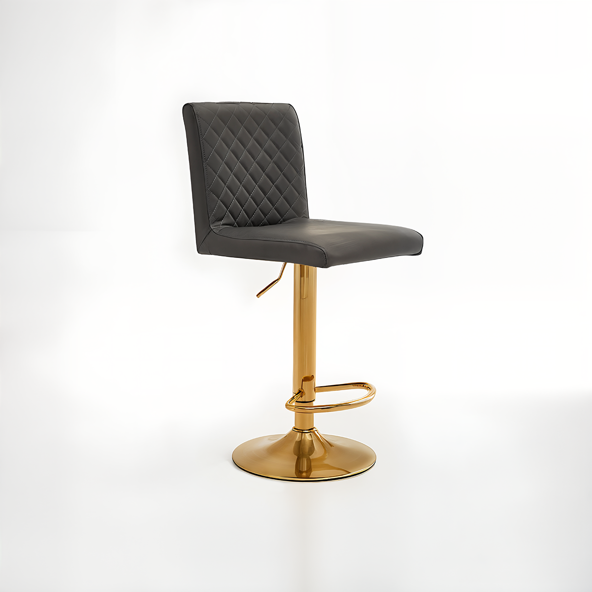 Baina Dark Grey And Gold Bar Stool With Round Base