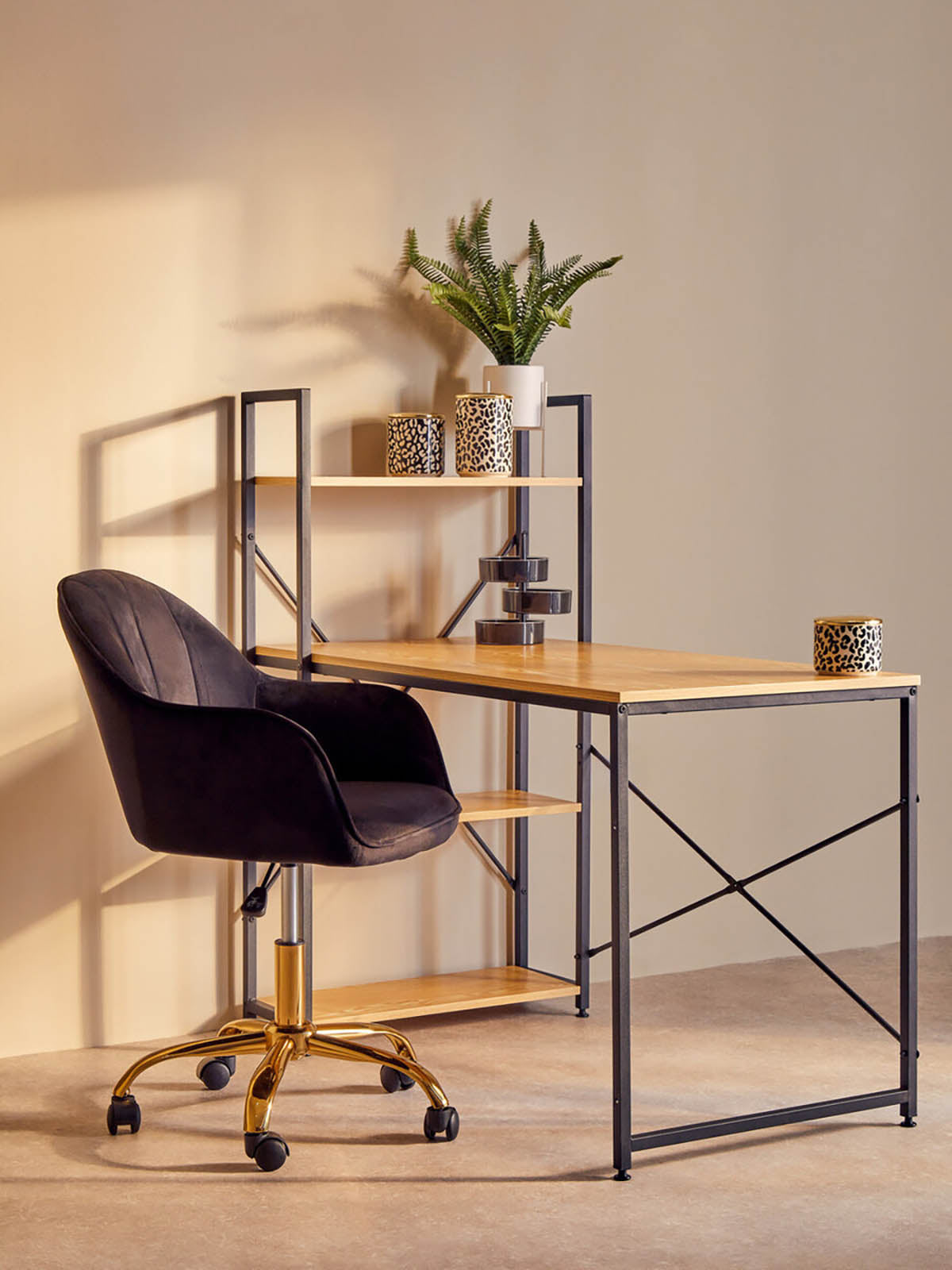 Laxton Light Yellow Desk With Shelves