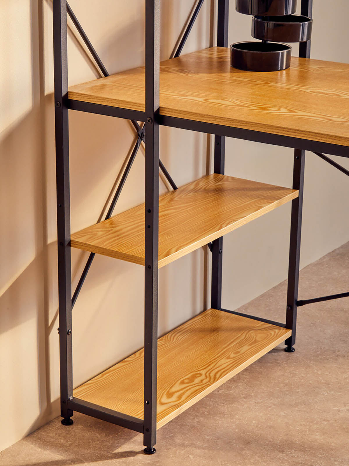 Laxton Light Yellow Desk With Shelves