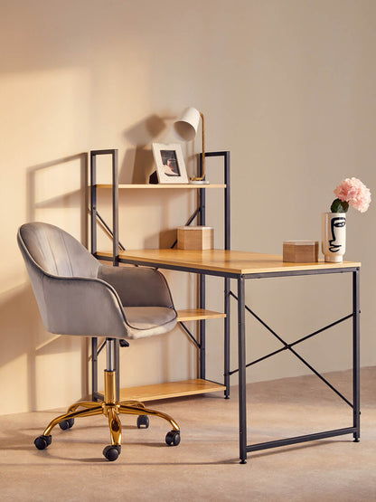 Laxton Light Yellow Desk With Shelves