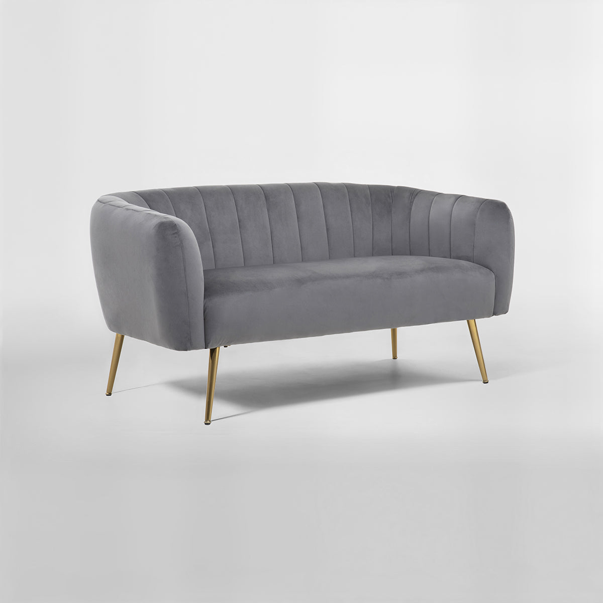 Larissa Two Seat Grey Velvet Sofa