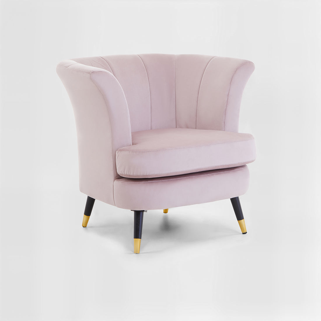 Loretta Dusky Pink Velvet Curved Accent Chair