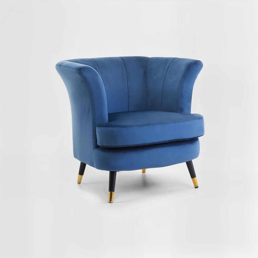 Loretta Midnight Blue Velvet Curved Accent Chair