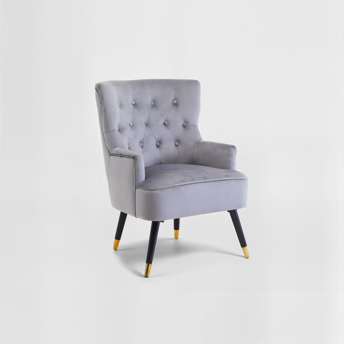 Loretta Grey Velvet Tufted Chair